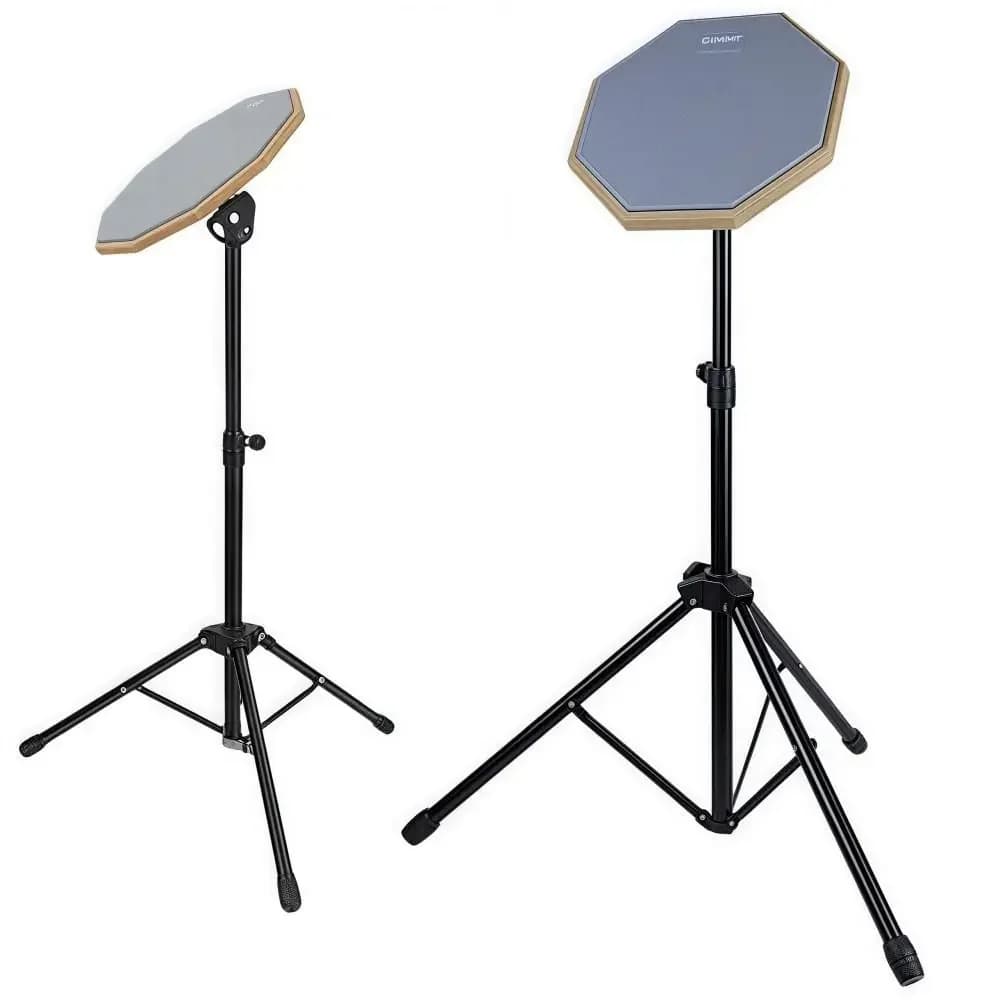 Tappetino per pratica batteria da 8 pollici di alta qualità Tappetino per batteria silenzioso Set di supporti per batteria a doppia faccia Supporto regolabile Borsa per il trasporto Allenatore di batteria muto