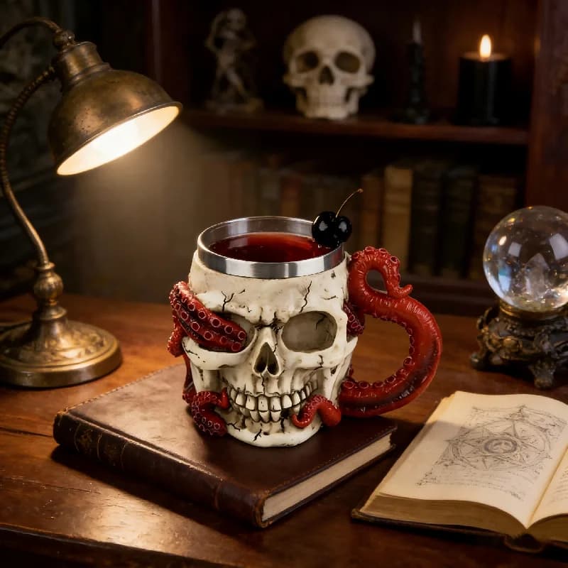 Tazza in acciaio inossidabile con teschio e polpo, tazza da birra gotica per whisky, per Halloween, bar, club, feste, bicchieri personalizzati per la casa, regalo per le vacanze