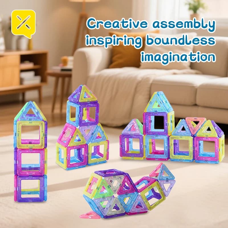 KAVOWORLD Set di Costruzioni Magnetiche per Bambini, Giocattoli Educativi, Kit Creativo per Costruzioni, Regalo di Compleanno per Bambini e Bambine