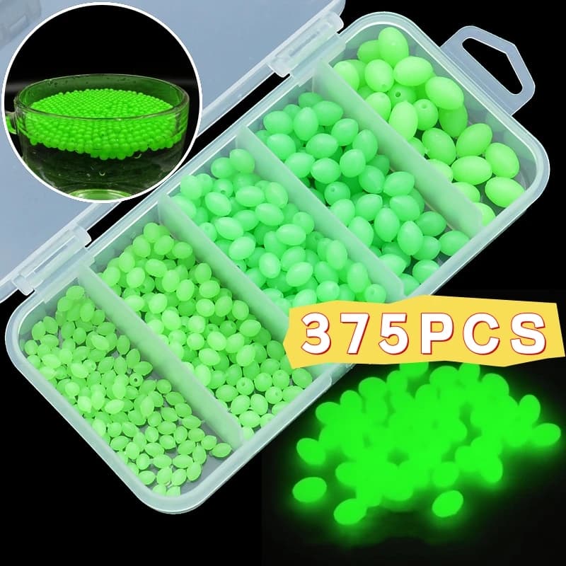 375 pcs/box plastic bright fishing beads hard oval glare beads fishing beads fishing beads fishing beads floating tools accessories for equipment
