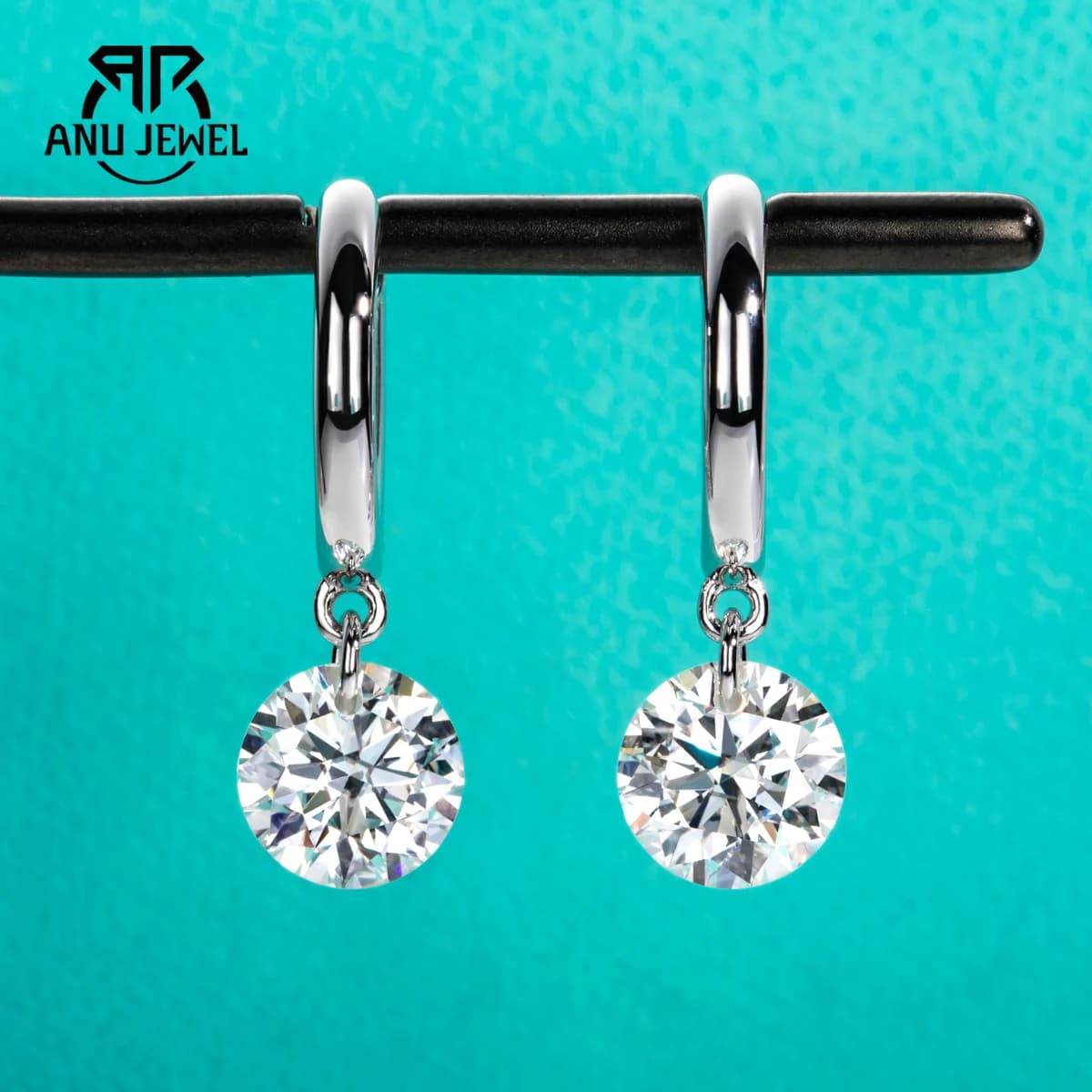 AnuJewel 4cttw Moissanites Hoop Orecchini da donna in argento sterling 925 creato in laboratorio Orecchini pendenti con diamanti Commercio all'ingrosso di gioielli da donna