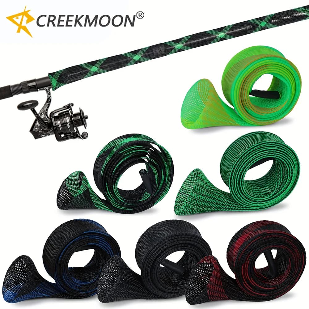 1/5/10pcs Fishing Rod Protective Sleeves Lure Rod Holders Cover Braided Mesh Rod Protector Pole Gloves Fishing Tools Accessories