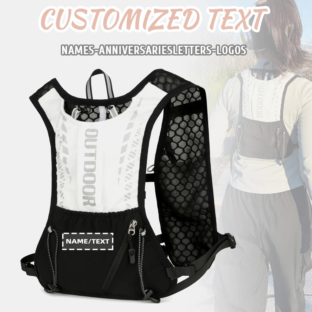 Personalized Running Backpack with Logo, Ultra-Light Hydrating Vest for Women, Outdoor Sports Hydrating Bag, Personalized Cycling Backpack for Men