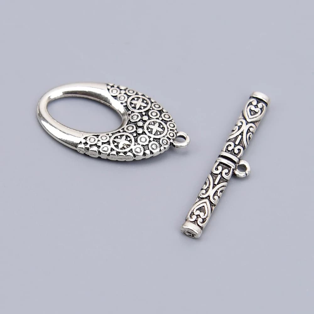 APDGG 10 Pcs 25mm Antique Silver Plated Oval Alloy OT Clasp Necklace Bracelet Jewelry Making DIY