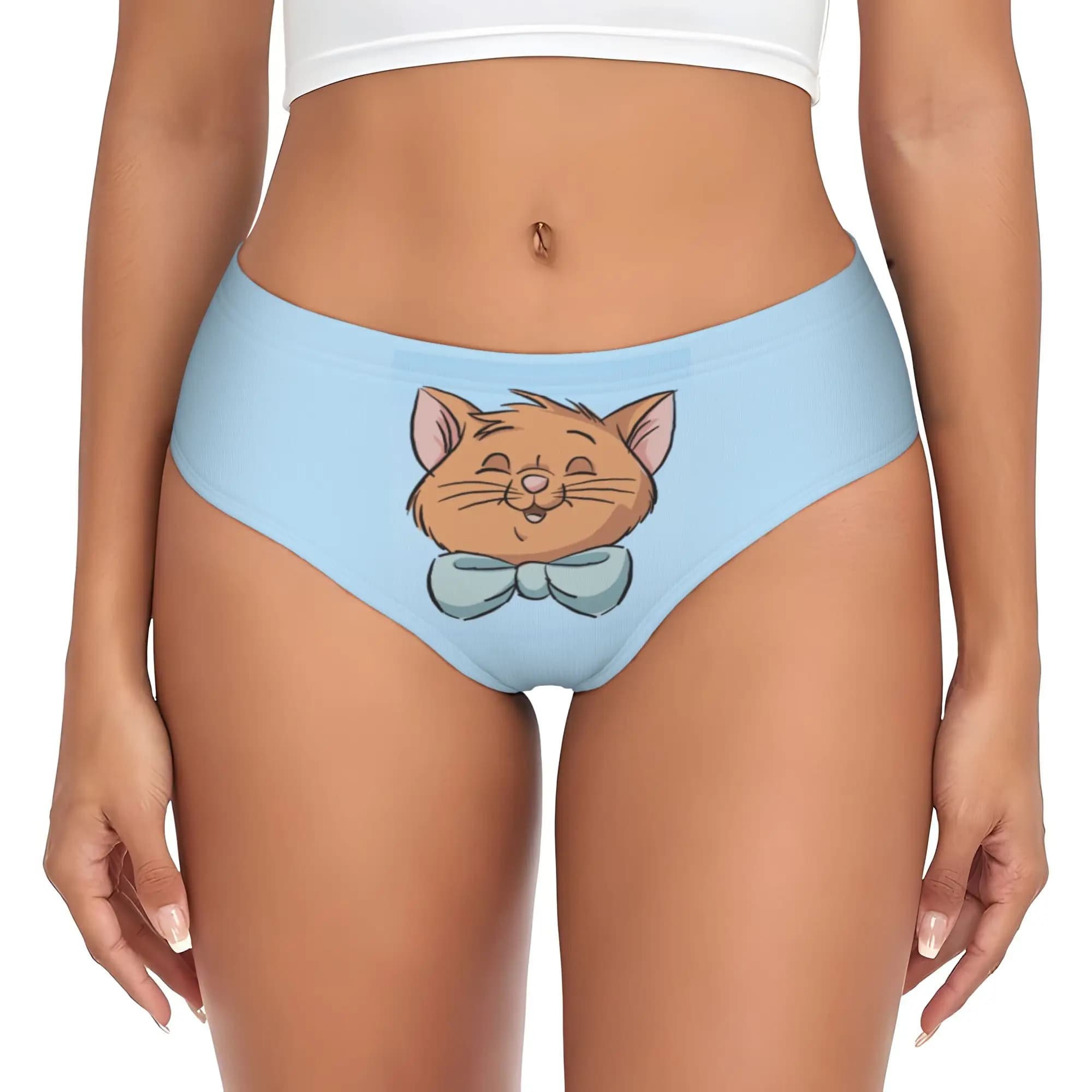 Custom M-Marie Cat Cartoon Briefs Underwear Womens Breathable Stretch Panties