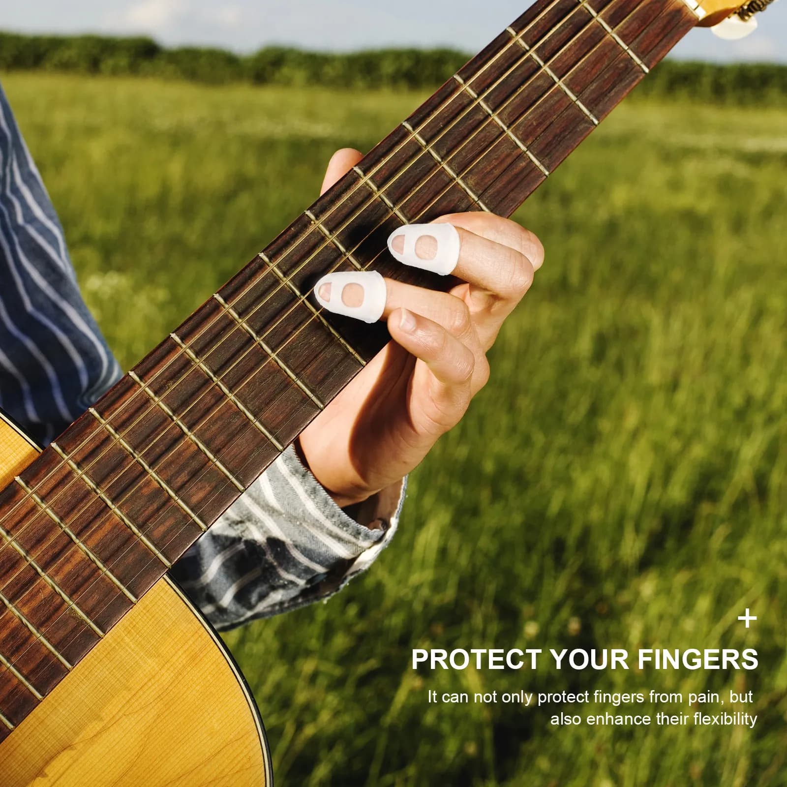 40Pcs Guitar Finger Protectors Food Grade Silicone Wear Resistant Guards for Electric Guitar Acoustic Ukulele Flexible