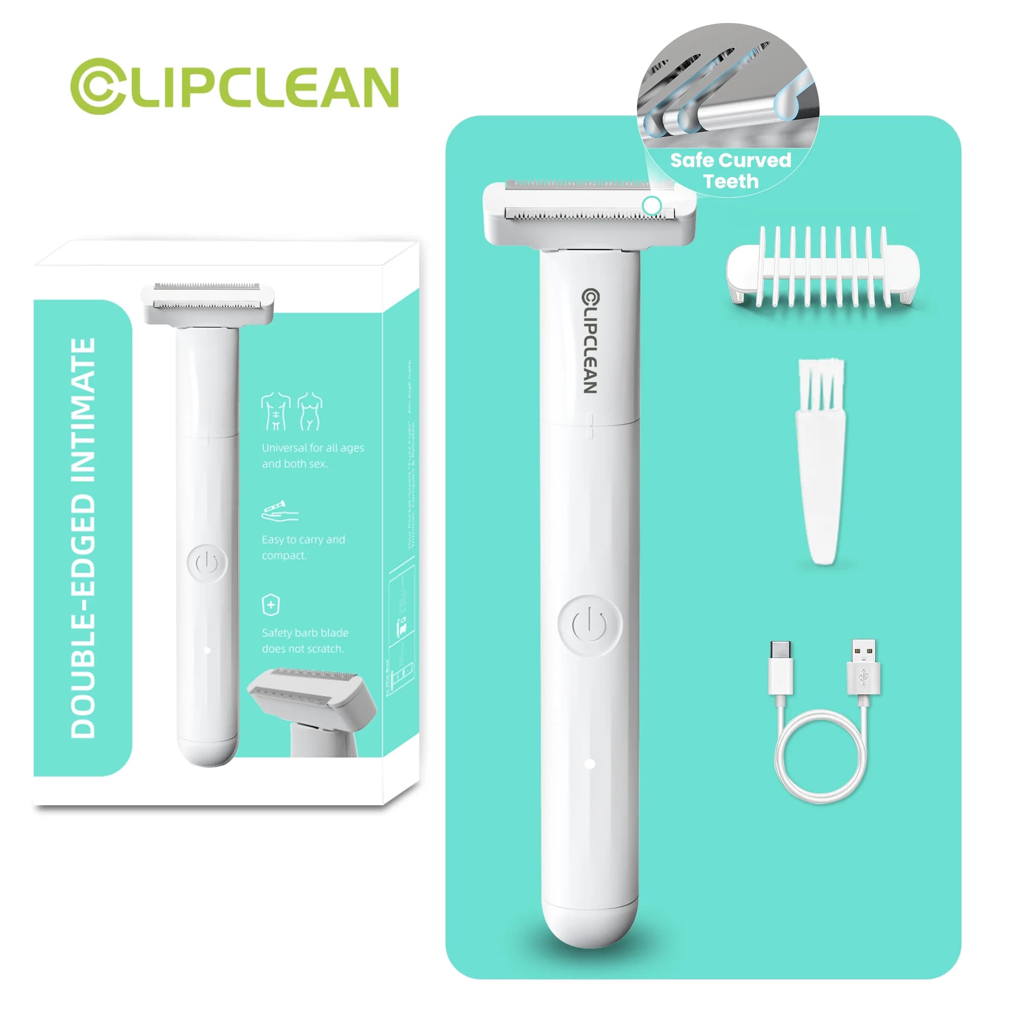 Clipclean Regolabarba Impermeabile per Uomo, Potente e Preciso, Professionale con Display LED e Lunga Durata della Batteria