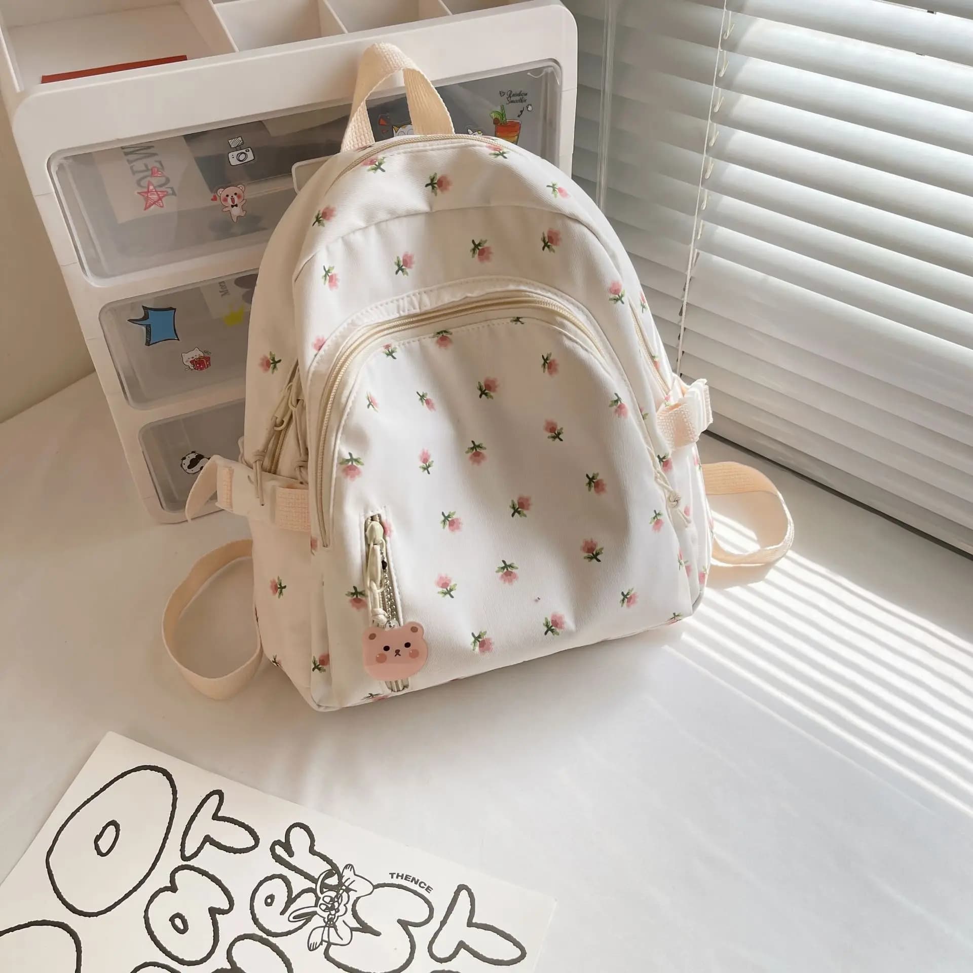 Mini Backpack for Women 2024 New Small Floral Girls Student Backpack Nylon Waterproof Leisure Travel Backpack Mochila Mujer