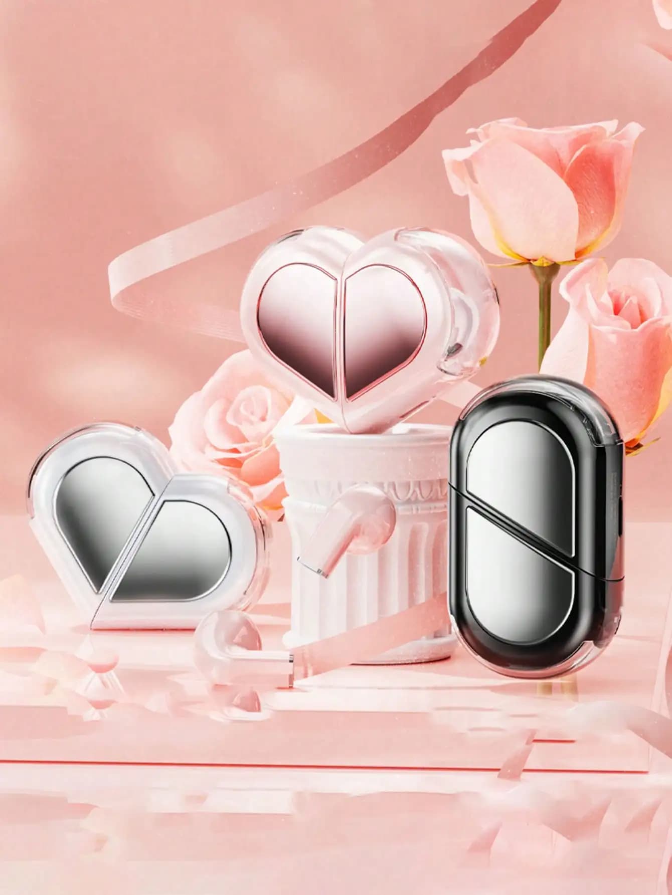 K520 - Bluetooth Wireless Heart Shaped Headphones, Stereo Headphones with Touch Control, Players for Gamer