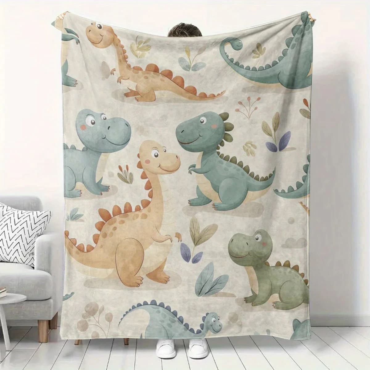 Adorabile lancio di dinosauri: morbido, caldo e leggero, stampa digitale per letto/divano/viaggio/auto/campeggio, regalo versatile per tutte le stagioni