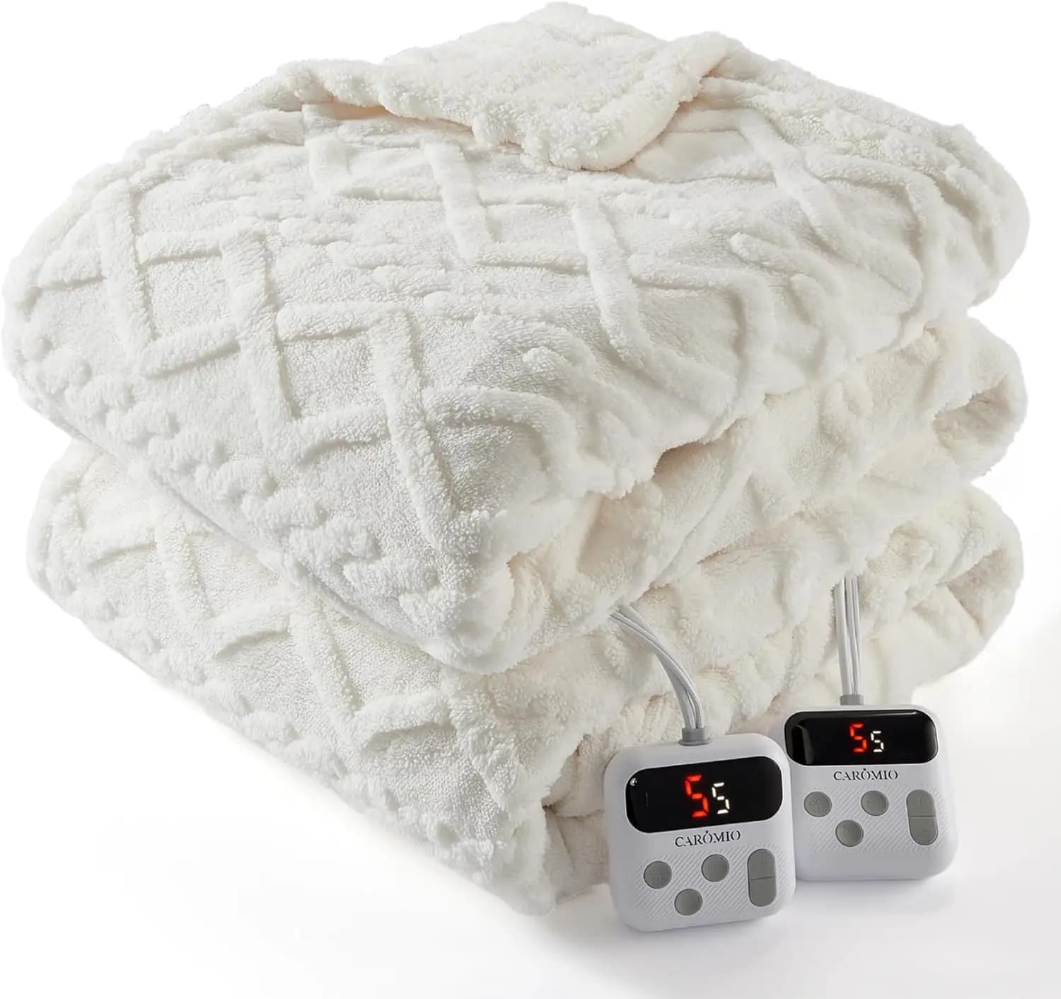 Coperta Elettrica King Size con Doppio Controllo, 10 Livelli di Calore e Impostazioni di Tempo, Certificata ETL, Riscaldamento Rapido, Bianca