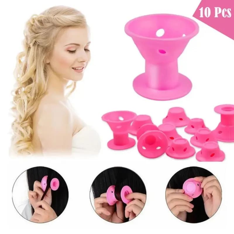 Set of fungus hair curlers | Non-slip soft silicone curler rollers | Delicate waves for night styling | Easy DIY Heat