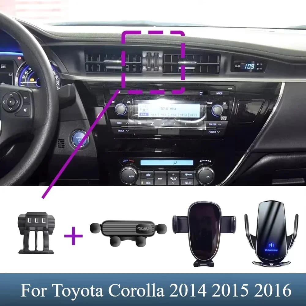 Supporto per telefono per auto Staffa fissa per Toyota Corolla Axio Auris Altis 2014 2015 2016 Ricarica wireless Accessori per interni auto