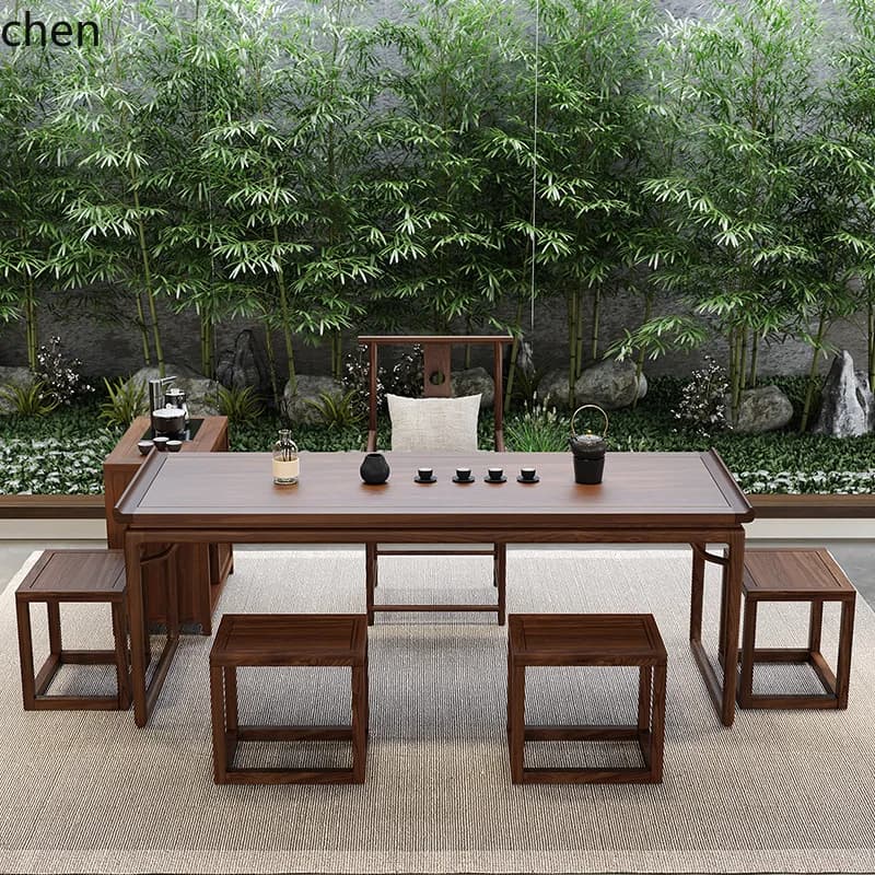 PYH Calligraphy Painting Desk Zen Furniture New Chinese Style Desk and Chair Set Modern Solid Wood Desk and Chair