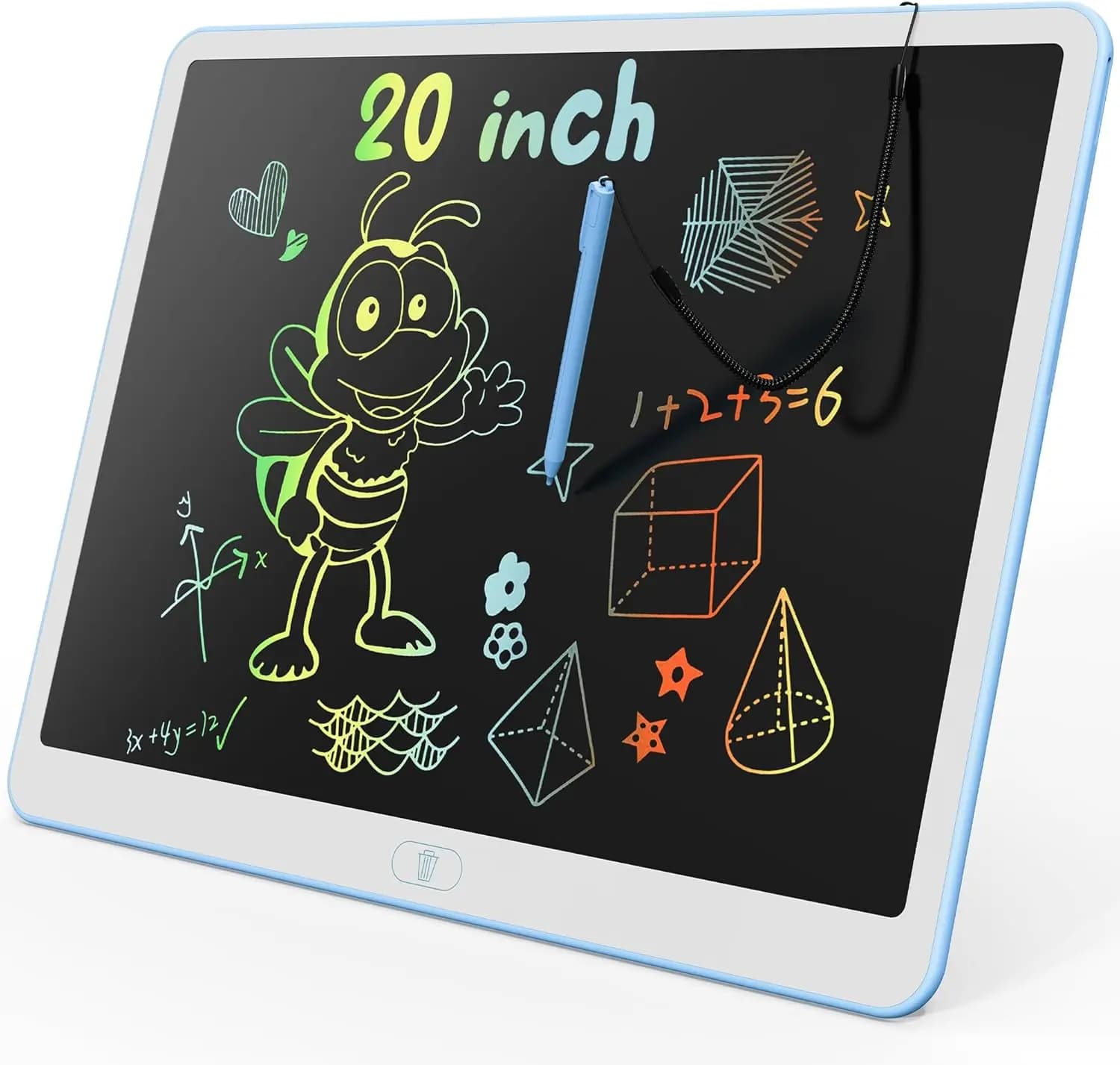 Tavoletta LCD Colorata da 20 Pollici, Lavagna per Disegnare Riutilizzabile per Bambini dai 3 ai 6 Anni, Giocattolo Educativo per Disegnare in Blu