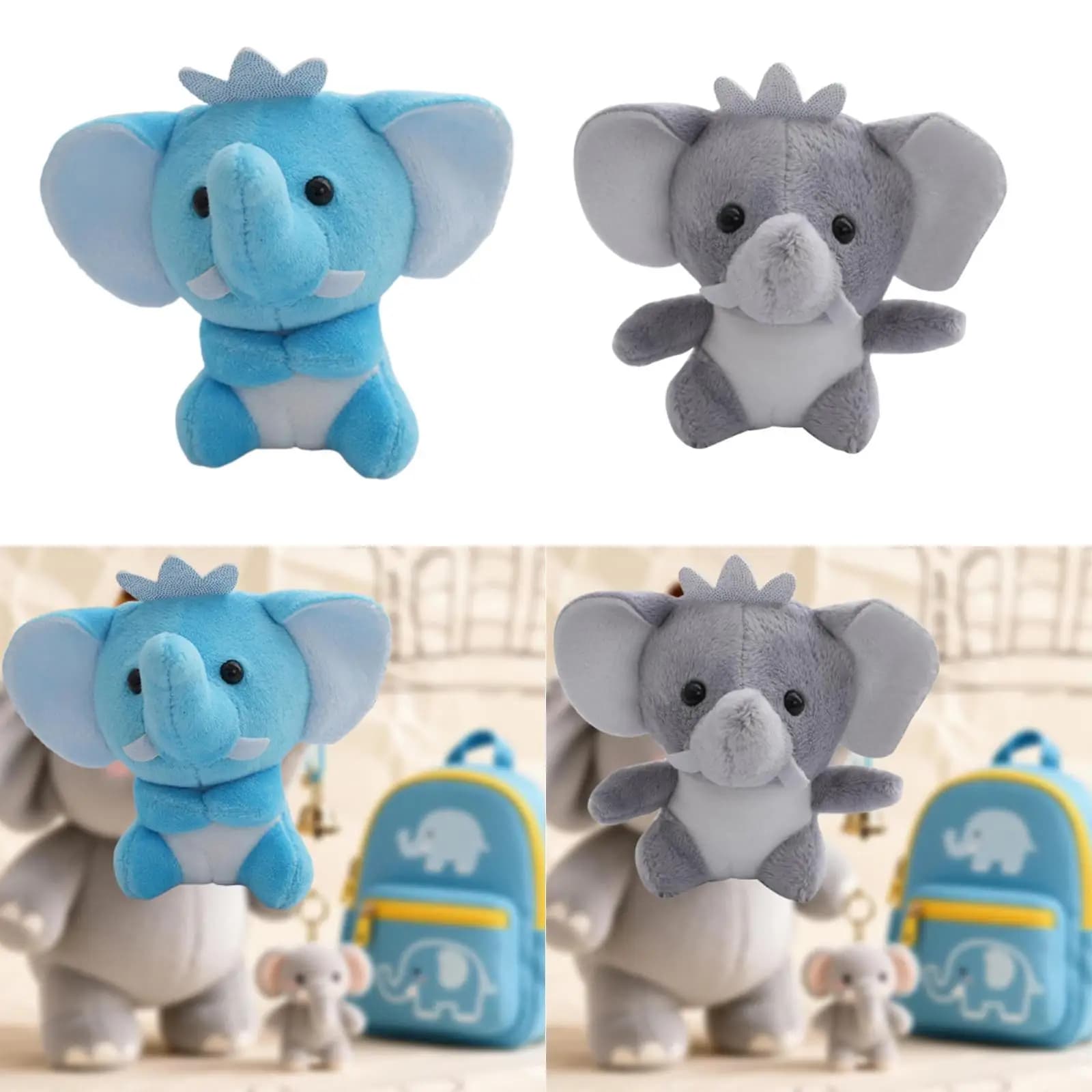 Ciondolo a forma di elefante in peluche, piccola bambola in morbido peluche per bambini, baby shower, ragazzi e ragazze