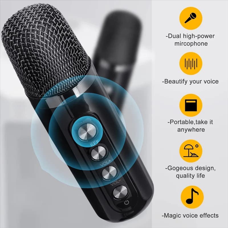 BAAJ-Family Set audio KTV Doppio microfono wireless Macchina integrata Karaoke portatile esterno Altoparlante Bluetooth Box Pezzi di ricambio