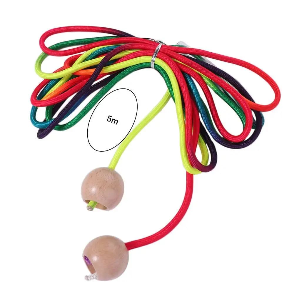 Corda per Saltare Antiscivolo Arcobaleno Lunga 5m con Impugnatura a Sfera per Esercizi all'Aperto, Palestra, Divertimento di Gruppo, per Bambini e Studenti