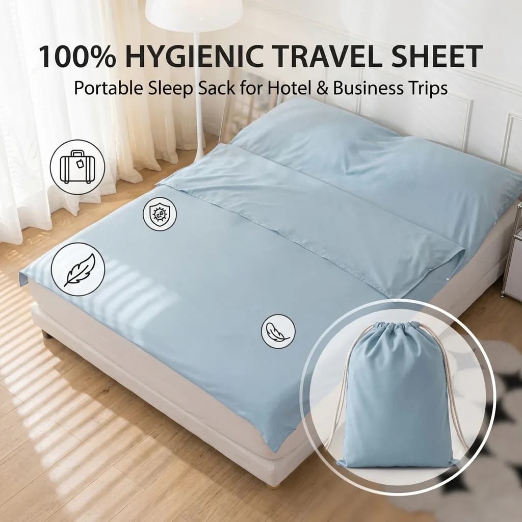 Washed Cotton Travel Sleeping Bag Liner Hotel Anti-Dirty Bed Sheet Portable Single Double Sleep Gear For Train Camping