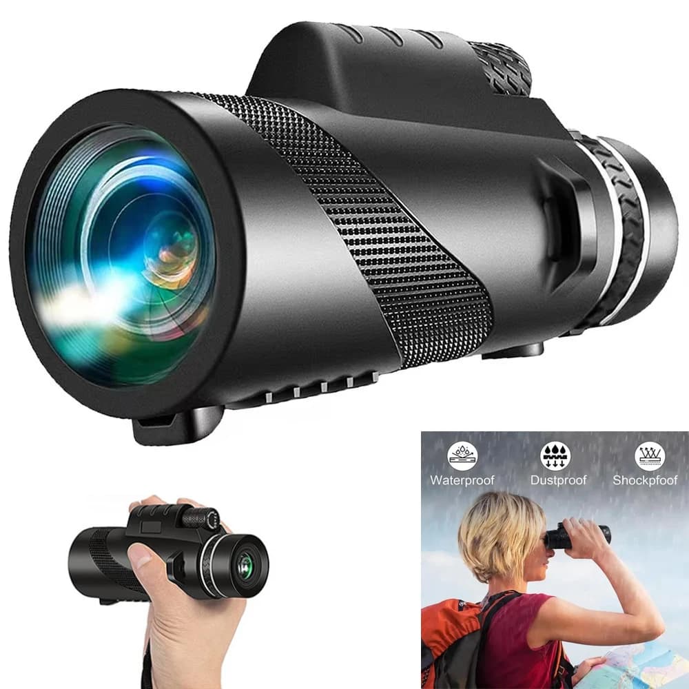 Telescopio monoculare portatile 80x100 Telescopio zoom HD a lungo raggio con clip per telefono treppiede per caccia sportiva da campeggio all'aperto
