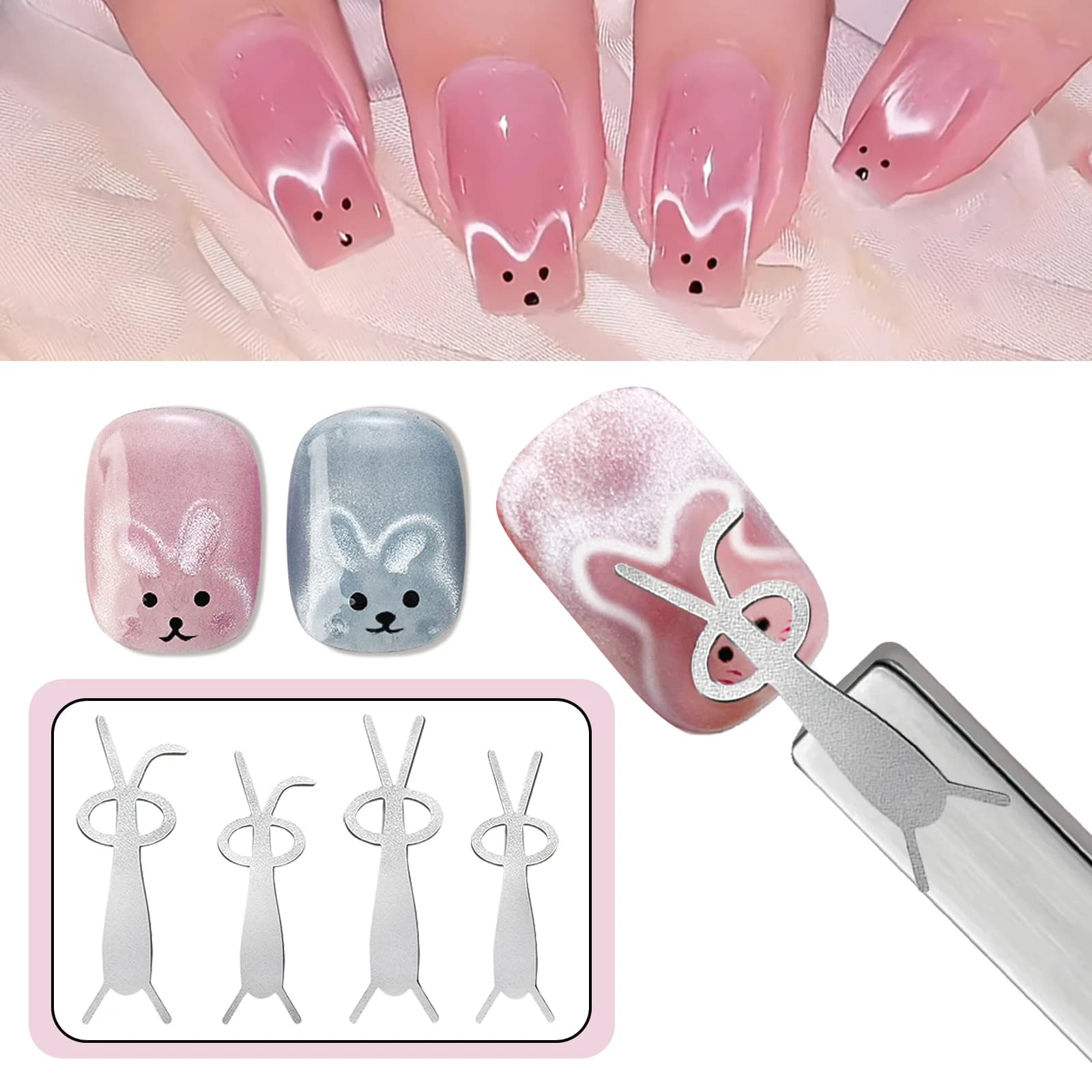 Magnet Set for Nail Art Folded Eye Rabbit Cat Eye Magnete Stick Strong heart shaped magnet for magnetic instruments for enamel DIY gel