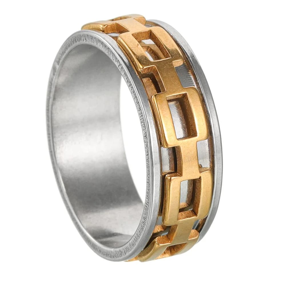 Anelli Spinner in acciaio inossidabile antistress per uomo Stile collegamento Girevole Fidget Ansia Anello congiunto Gioielli Bague Homme