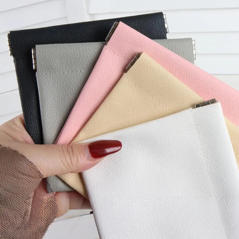 Cable Organizer Pouch Closure Faux Leather Pouch Portable Mini Cosmetic Bag Organizer Coin Purse for Lipstick Jewelry for Small