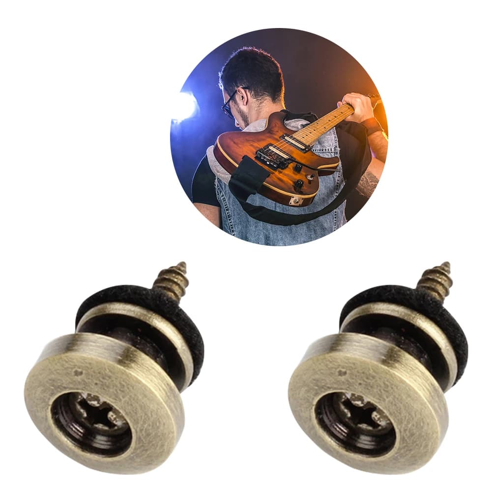 2 Pezzi Blocco Cinghia Chitarra a Testa di Fungo, Perno di Fissaggio Regolabile in Metallo per Chitarra, Basso, Ukulele
