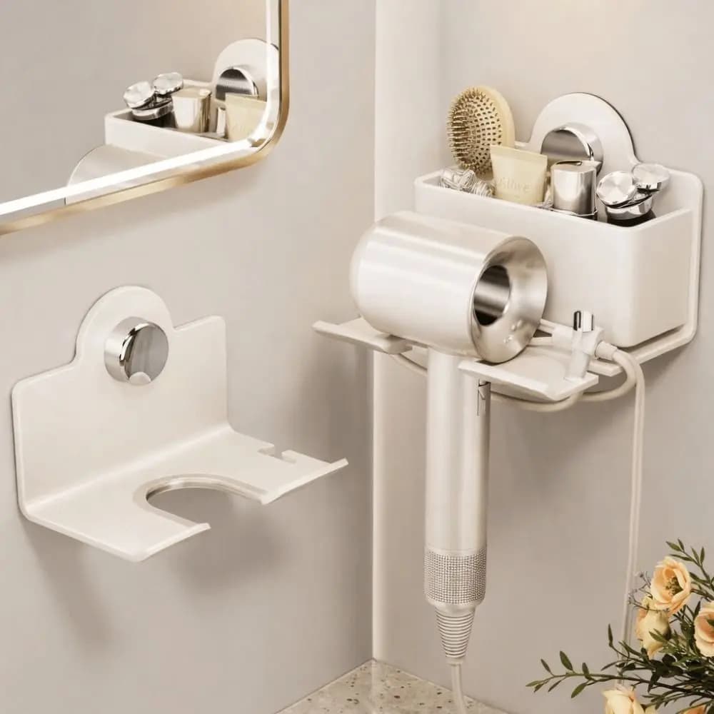 Carbon Steel Hair Dryer with Suction Cup, Holeless Mounting, Spare, Anti-rust, for Home