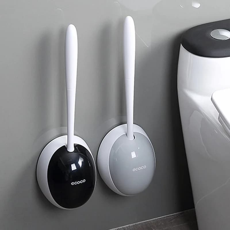 Set di Spazzole per WC Senza Angoli Morti, Montaggio a Parete, Creativo, in Silicone, per Bagno e WC Squat