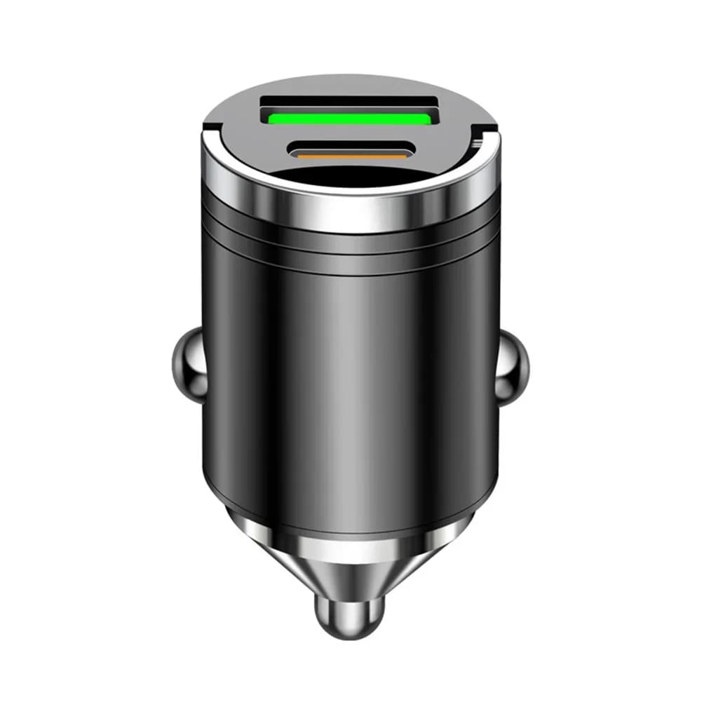 Adattatore caricabatterie da auto doppio USB di dimensioni mini con uscita da 36 W, ricarica rapida e protezione intelligente del circuito per veicoli