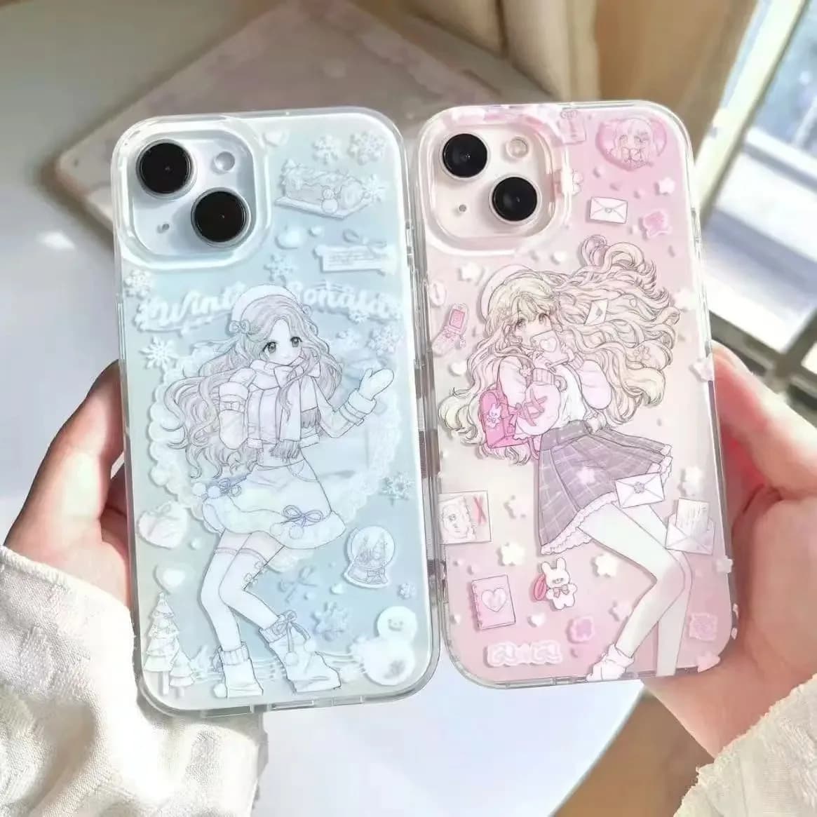 Japan Anime Popular Cute pink Cute Girl cartoon Phone Case For iPhone 11 12 13 14 15 16 17 Pro Max Plus Shockproof Cover