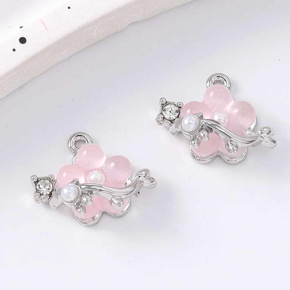 5pcs Gemstone Crystal Flower Charms Pendants for Jewelry Making Necklace Earrings Bracelet DIY Handmade Accessories