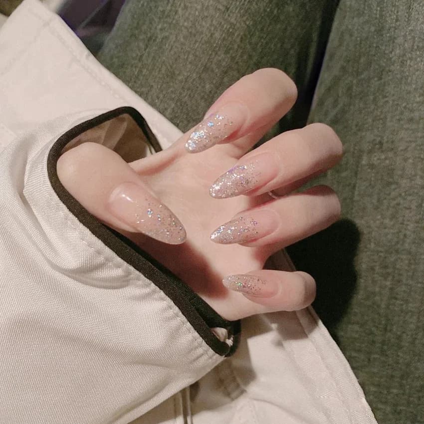 24 pcs/set medium length shiny acrylic almond wearable nails fake product finished complete cover print removable nail tips