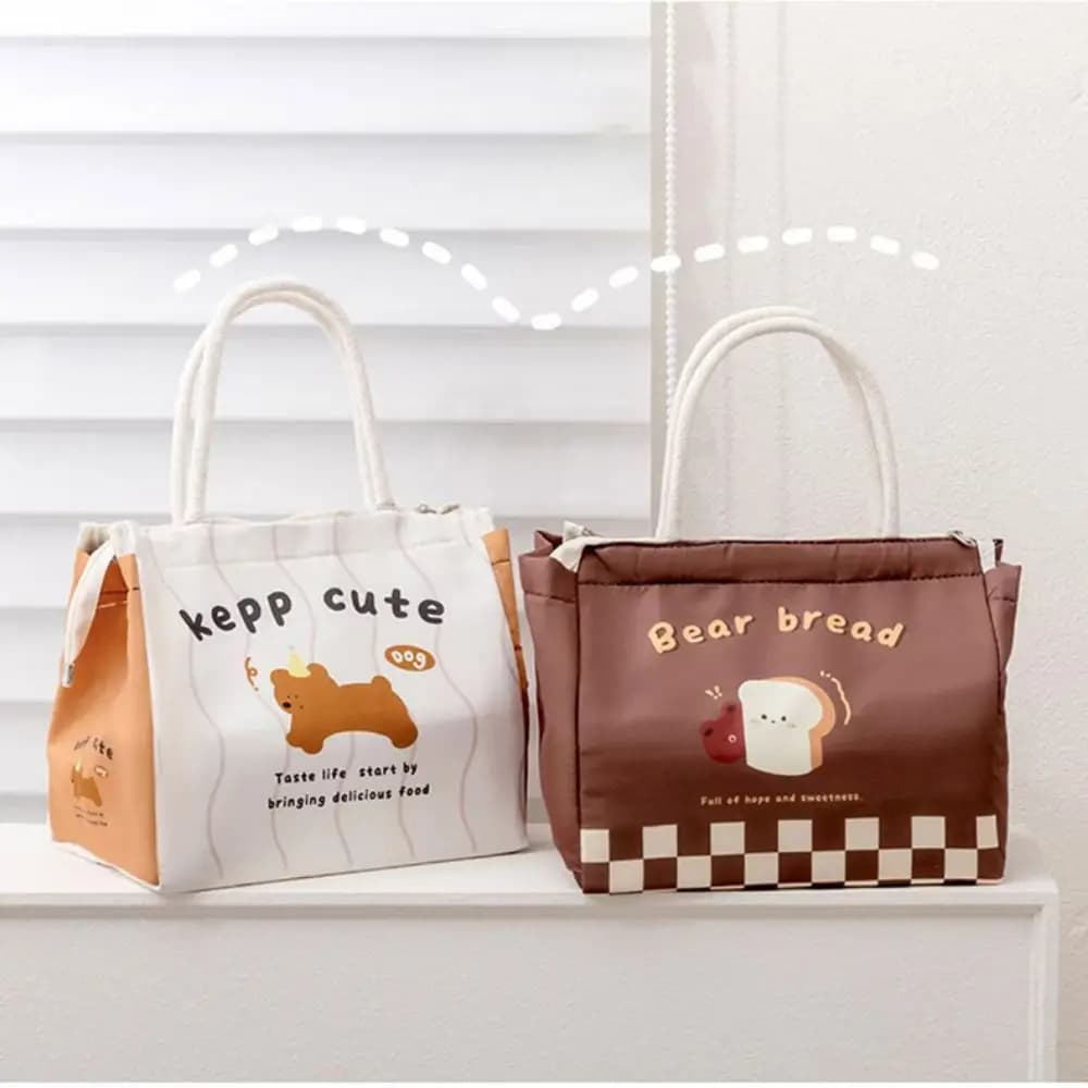 Kawaii Portable Thermal Lunch Bags Large Multi-Purpose Lunch Box Cartoon Tote Bag Food Storage Bags Women Girl Kids