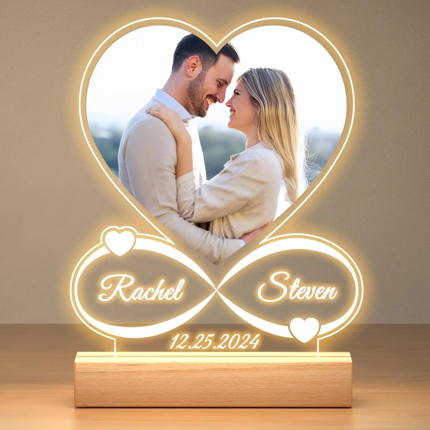 Regali personalizzati per coppie Cornice in placca acrilica Lampada acrilica personalizzata Foto con luce notturna Regali di nozze per anniversario