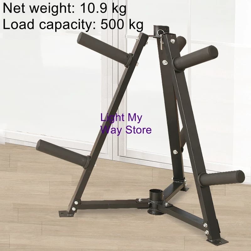Multifunctional Barbell Rack, Barbell Bar and Weight Plate Rack, Storage Rack, Weight Plate Rack (Large and Small Holes)