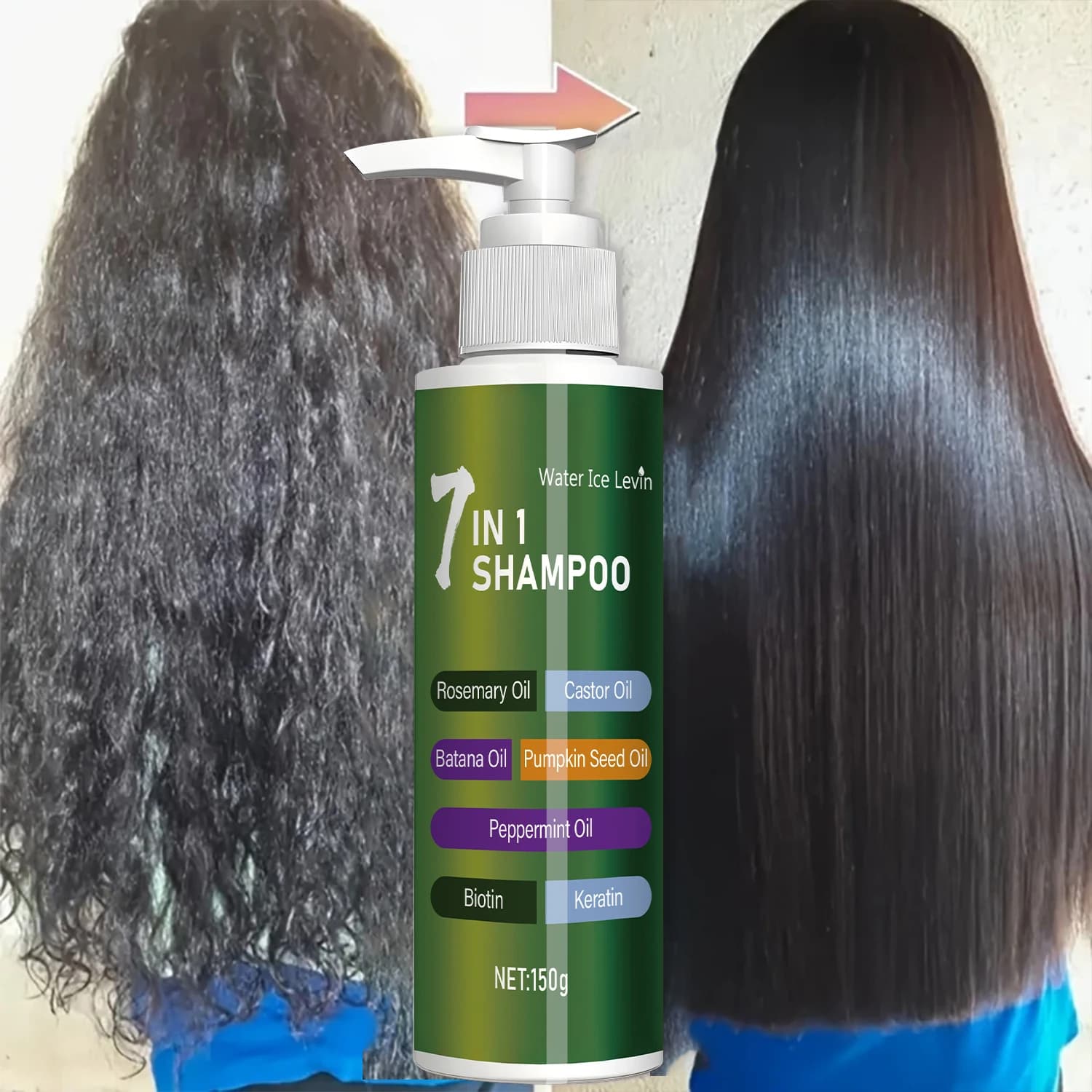 Shampoo 7 in 1, rich in rosemary, coffin, castor oil, delicate cleaning and oil control, with moisturizing and moisturizing effectiveness, avoid knotting, suitable for all types of hair