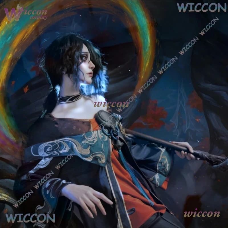 ‌ Costume Completo da Mago dell'Inchiostro LoLL, Set Completo per Cosplay del Personaggio Hwei, Parrucca per Uomo e Donna, per Feste e Halloween