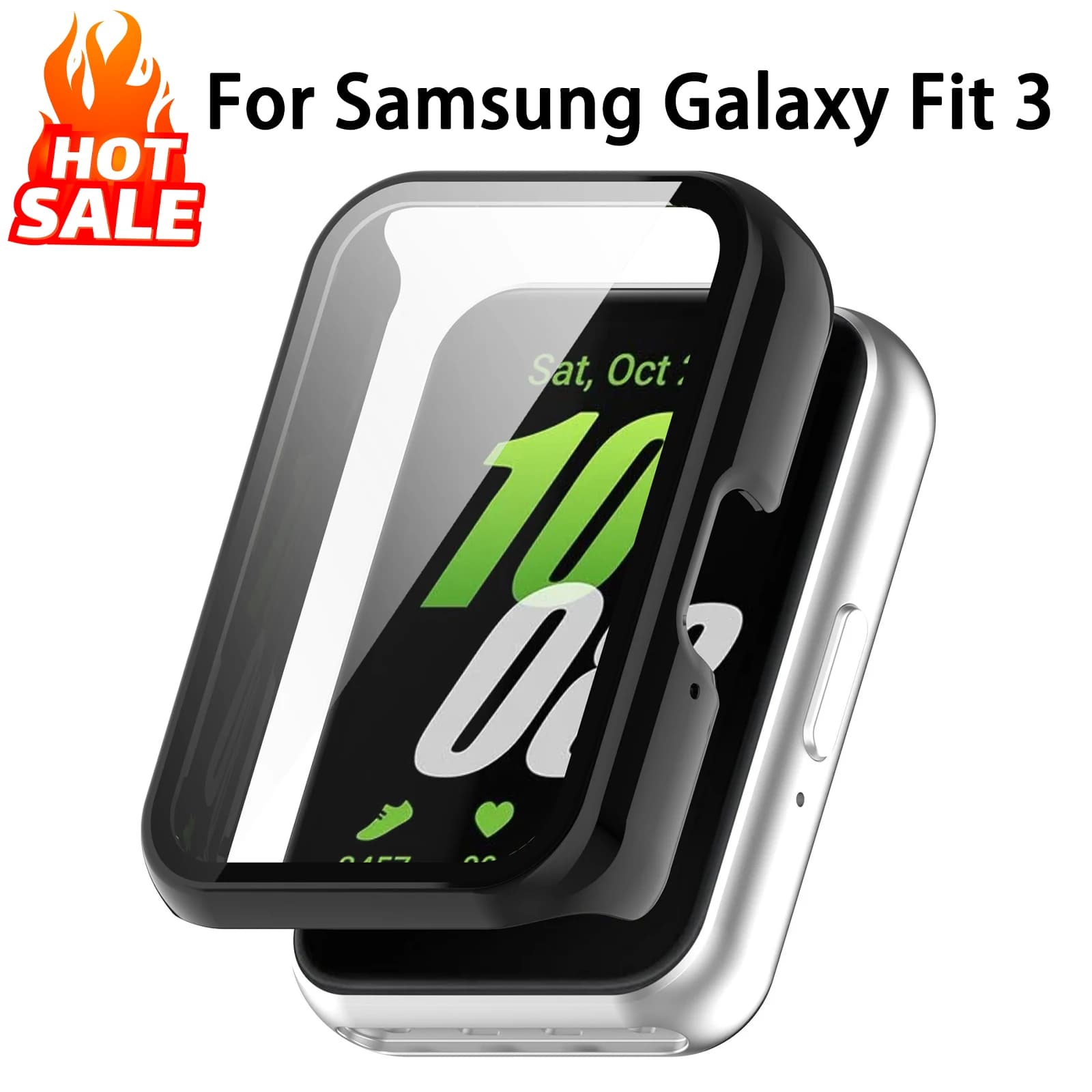 Vetro + custodia per Samsung Galaxy Fit 3, guscio protettivo rigido per smartwatch, protezione completa per Galaxy Fit3, accessori per la protezione dello schermo