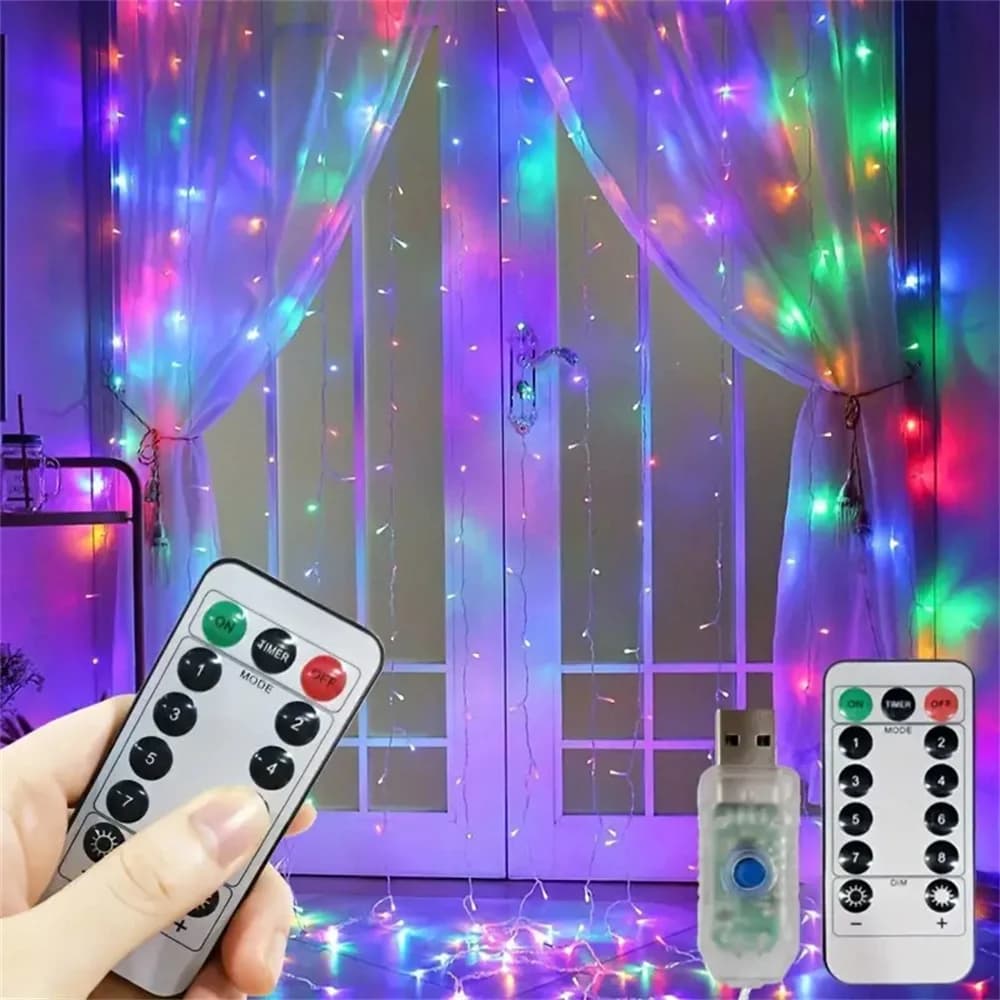 LED Copper Wire Lights Curtain Lights String USB Remote Control Christmas Wedding Bedroom Decoration