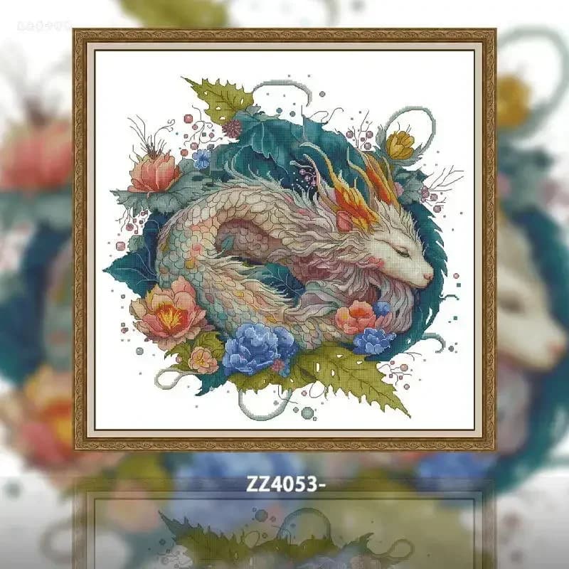 [ZZ4053- Magnum] Stamped Cross Stitch Kit 14CT 16CT Pre Printed Canvas with Cotton Threads Embroidery Needlework Home Wall Decor