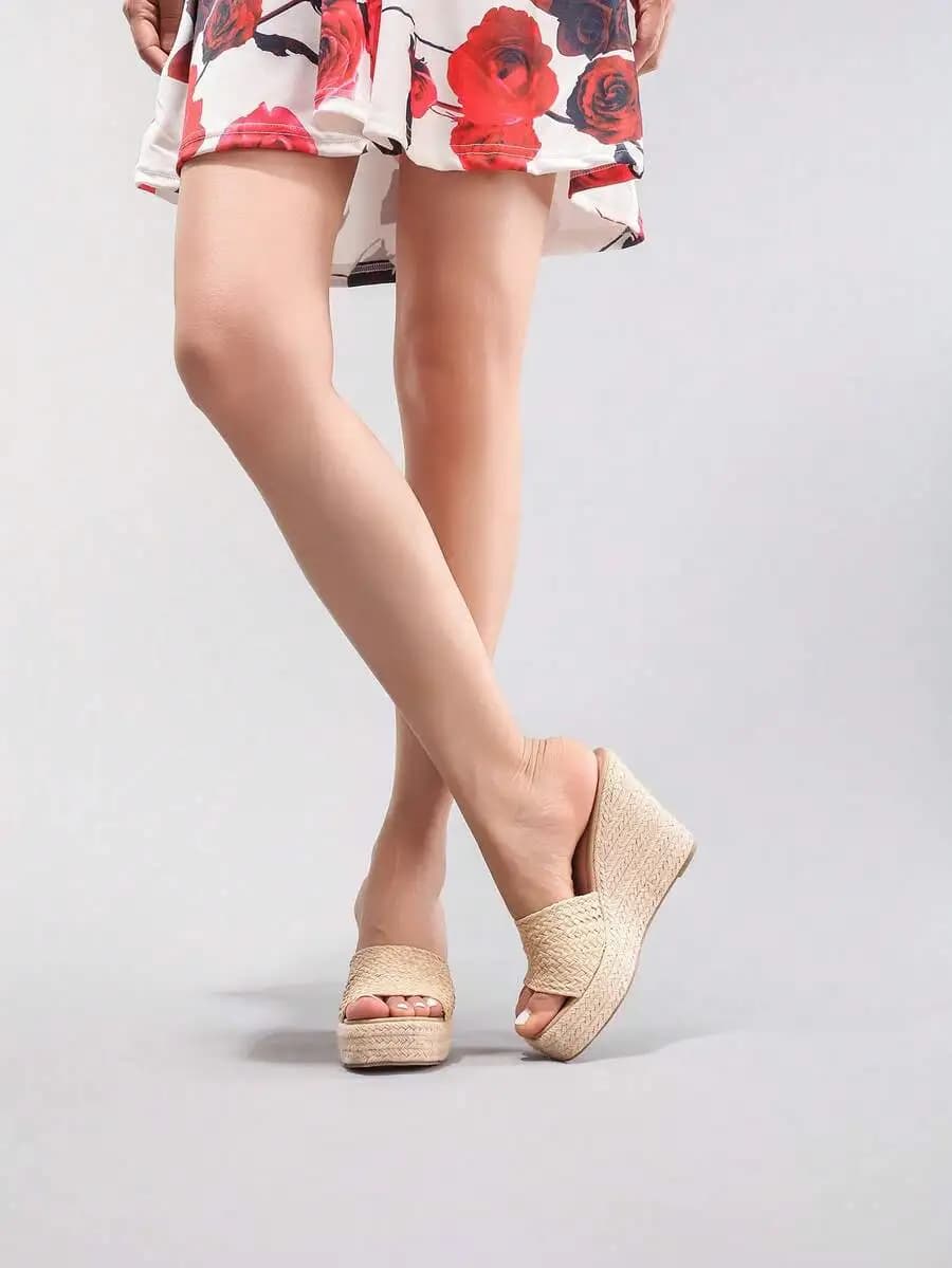 Women's Rope Platform Wedge Sandals, Woven Strap Open Toe High Heel Slide Sandals, Casual Resort Vacation, Lightweight And