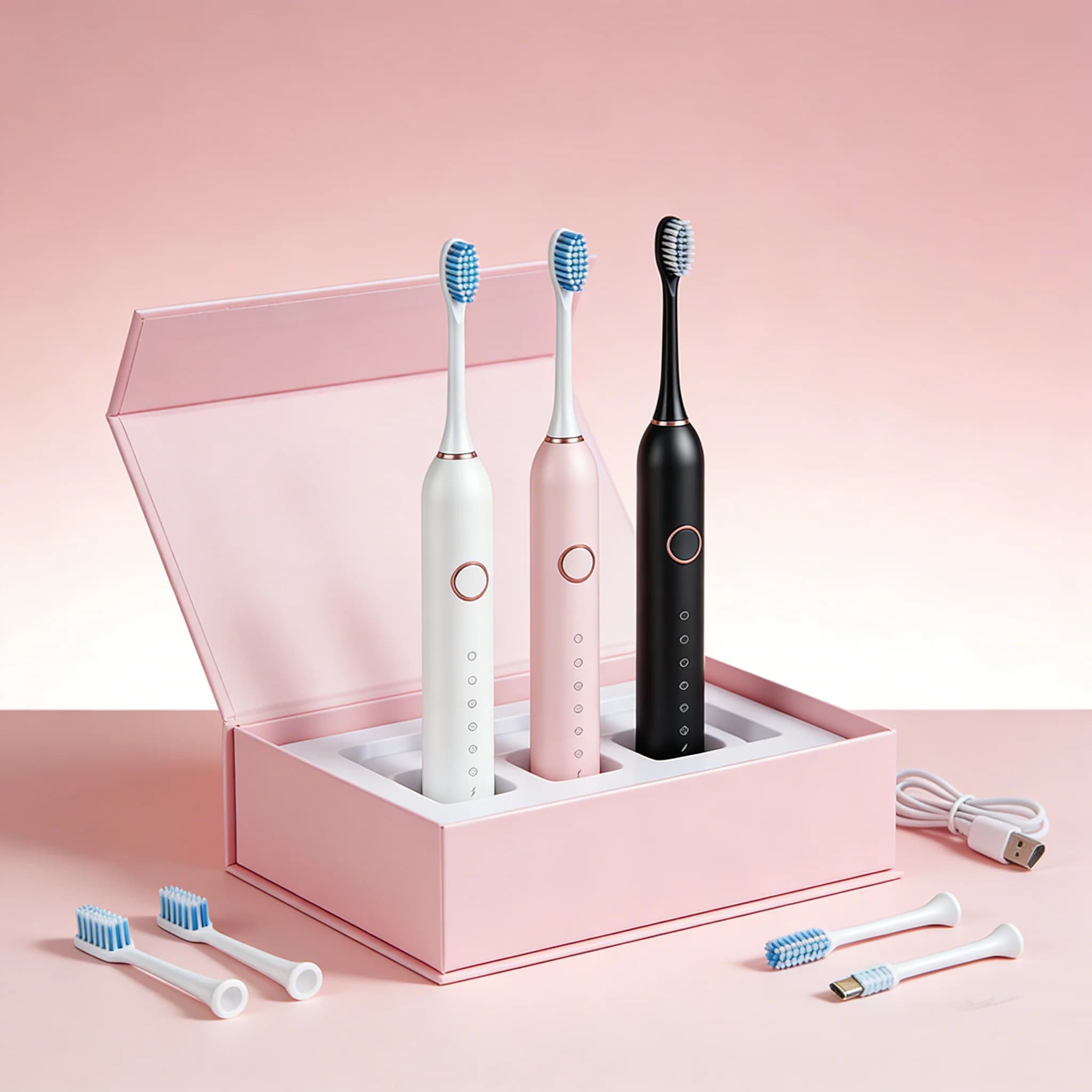 Sonic Electric Toothbrush for Adults with 6 Cleaning Modes, USB Rechargeable with Multiple Replaceable Heads