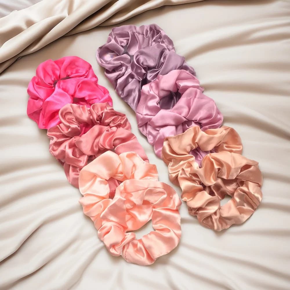 12 colored satin elastics: comfortable and simple hair accessories for women and girls