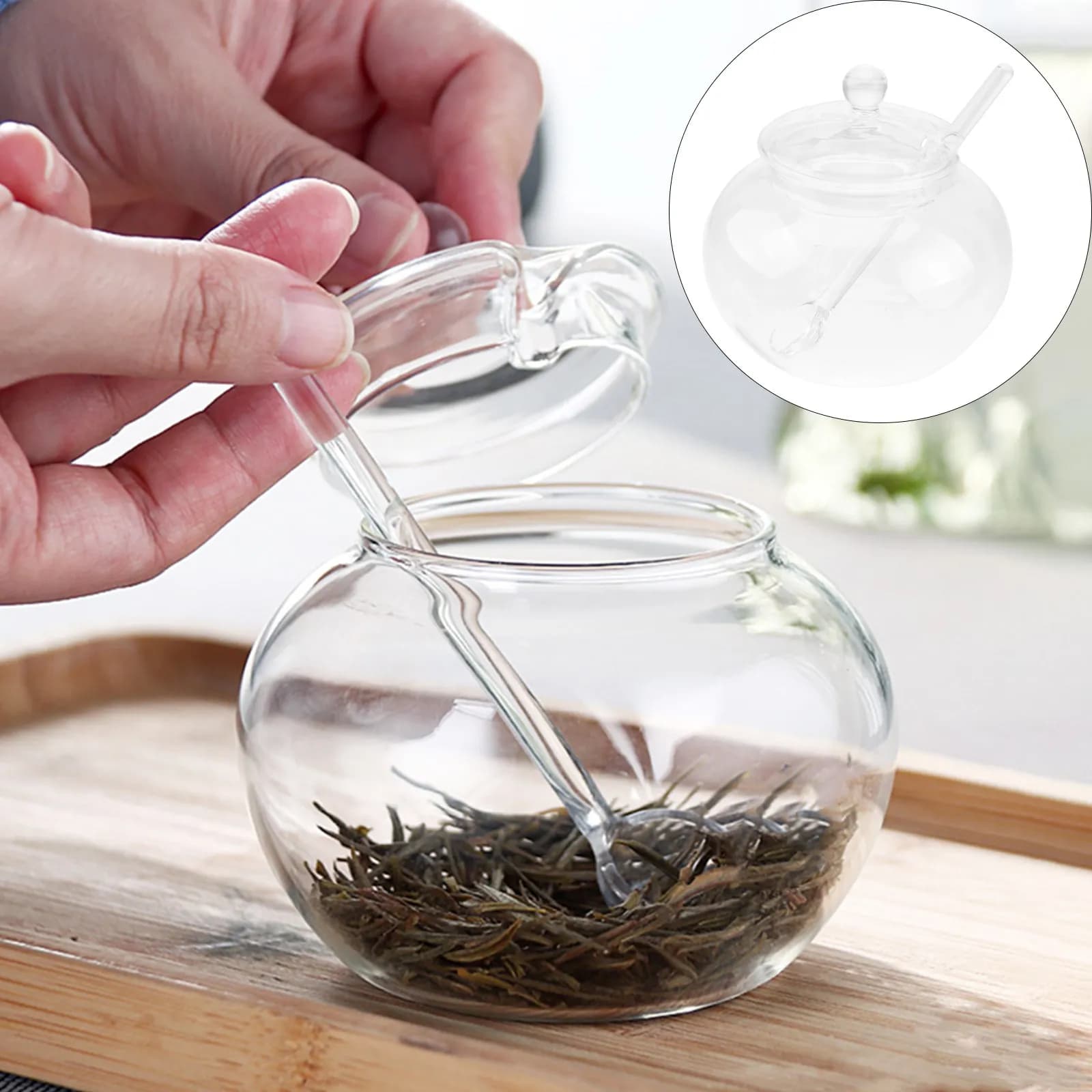 2 Set di Barattoli in Vetro per Miele con Cucchiaio, Ecologici e Resistenti, Bottiglie Trasparenti per Condimenti, Sciroppi, Frutta Secca e Cereali