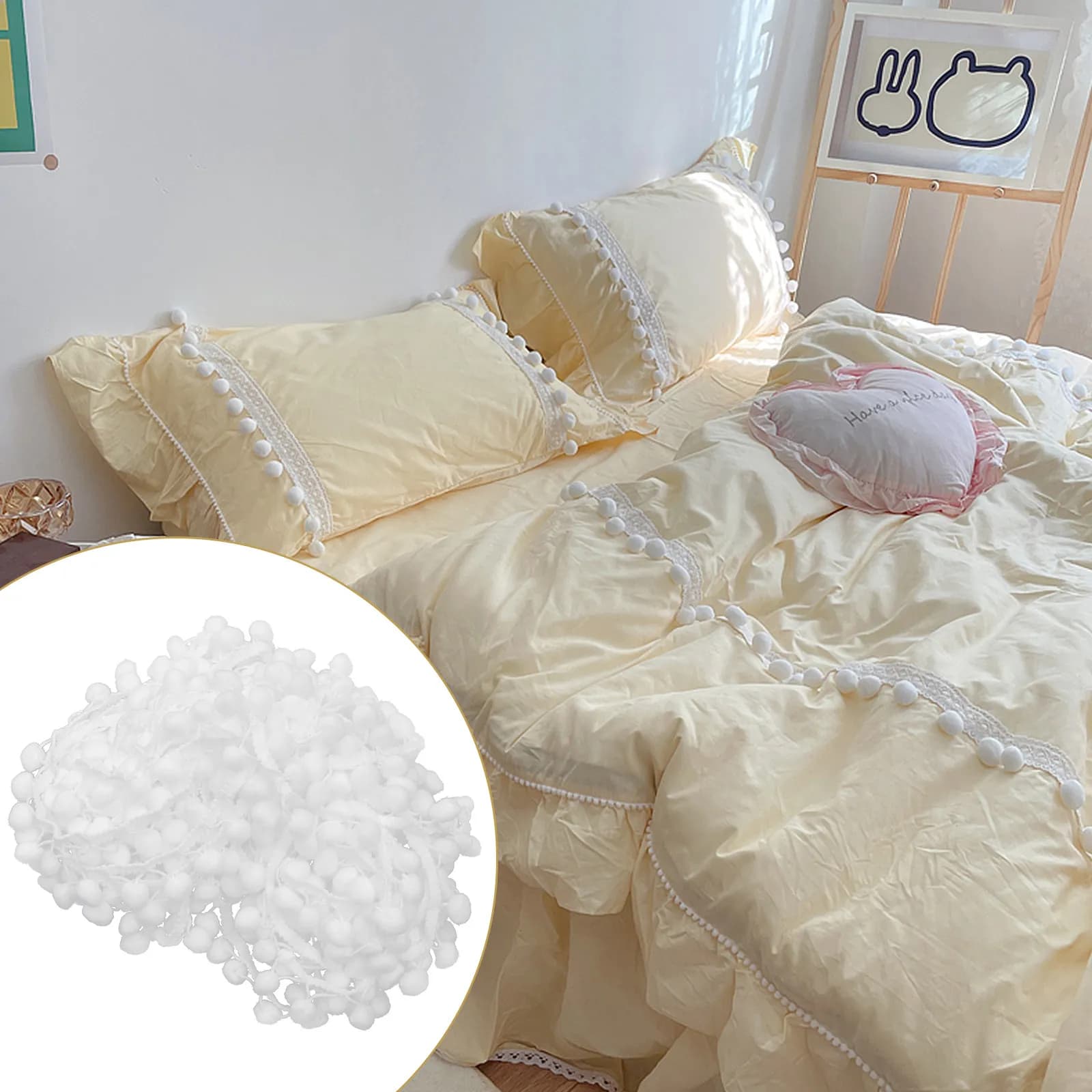 1 Roll Hair Ball Curtain Trim Heavy Enough DIY Craft Decoration for Curtains Tablecloth Trim Window Curtain Use