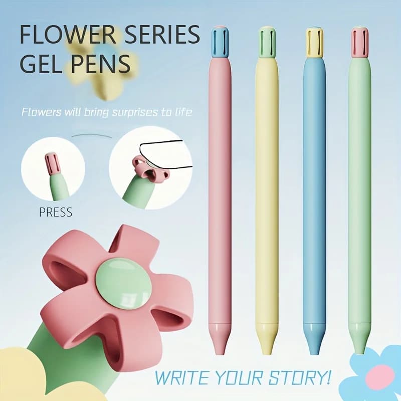 ZENNYTH 4 Penna gel pressabile Penna estetica Inchiostro nero Asciugatura rapida Puntatore fine da 0,5 mm Penna a sfera rotante Scrittura liscia Diario Scuola
