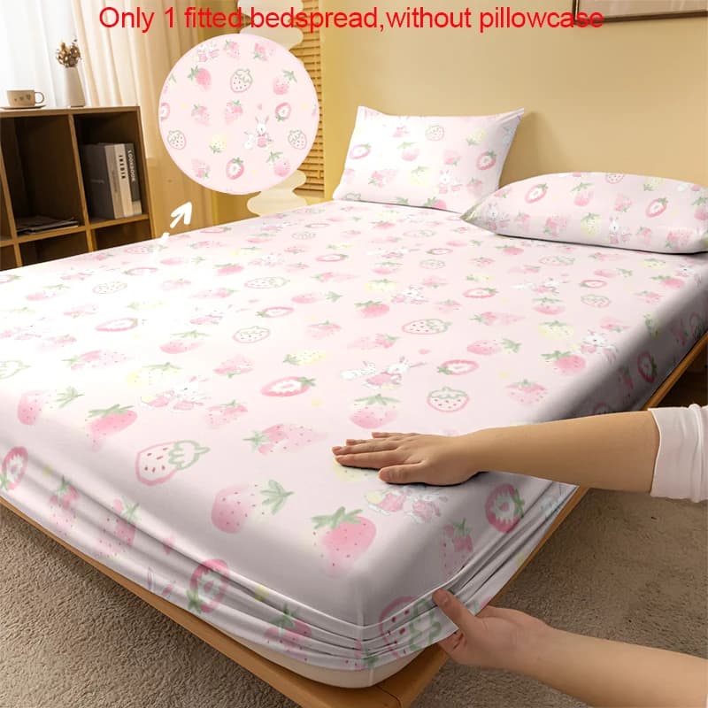 1 sheet with printed corners with cute cartoon animals, printed bedspread, bed linen (excluding pillowcases)