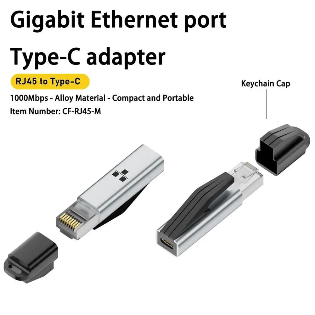 Adattatore da USB-C a Ethernet 1000Mbps, Convertitore di Rete Gigabit RJ45 LAN per MacBook Pro, Samsung, Xiaomi, PC, Laptop